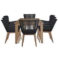Vivian Outdoor 9 Piece Dining Set Black, Charcoal, and Eucalyptus By Best Price Furniture Outlet