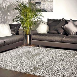 Interior View of Rectangular Isabel 711 Mist Rug By Best Price Furniture