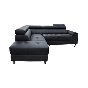 Best Black Noah 2 Seater + LHF/RHF Corner Chaise Lounge By Best Price Furniture