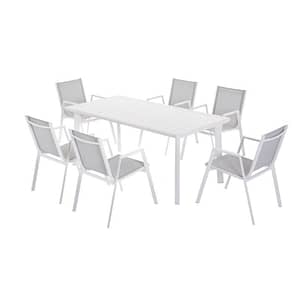 Caine Outdoor 7pc Dining Set Light Grey and White By Best Price Furniture