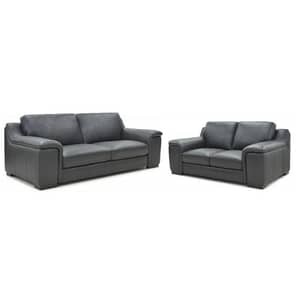 Graphite Earlene Premium Leather 2.5 + 2 Seater Lounge By Best Price Furniture