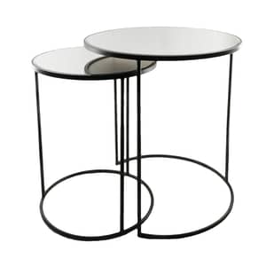 Shaw Round Nest Table Black Mirror By Best Price Furniture