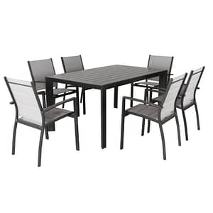 Joshua Outdoor 7 Piece Dining Set Charcoal and Grey