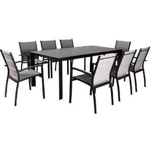 Joshua Outdoor 9 Piece Dining Set Charcoal and Grey