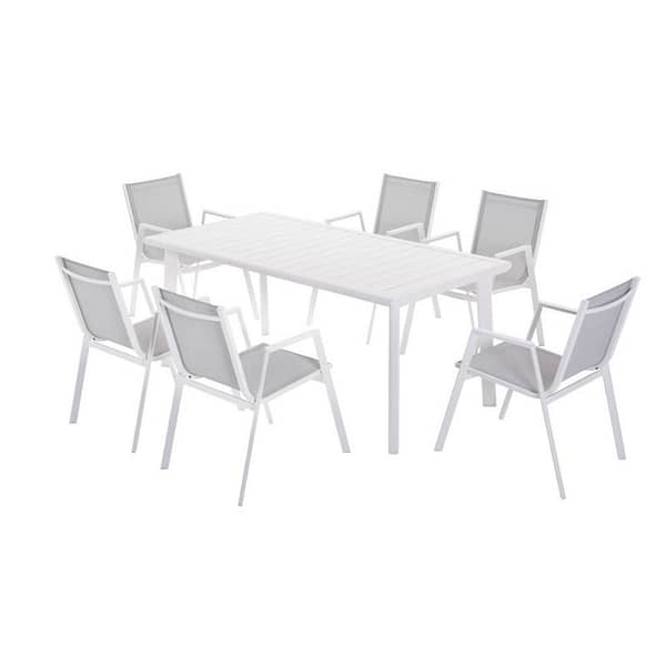 Caine Outdoor 7pc Dining Set Light Grey and White By Best Price Furniture