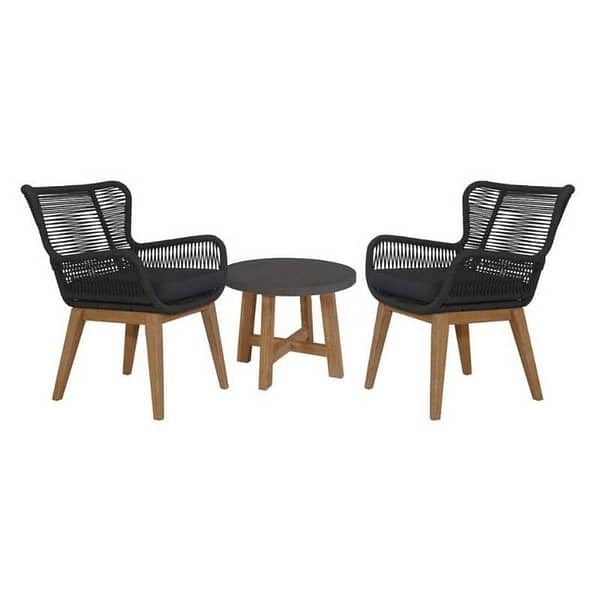 Vivian Outdoor three pc Chat Set-Blk/Charcoal/Grey by best price furniture outlet