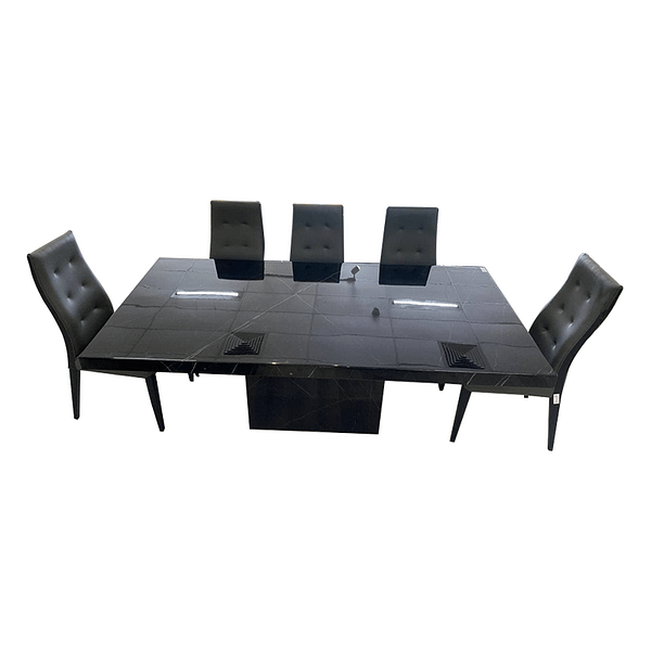 TRIESTE Black plan marble Dining Table with chairs by Best Price Furniture Outlet