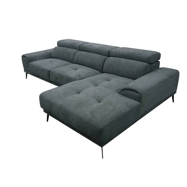 Zea Dark Grey Fabric Lounge With Chaise 2 Piece