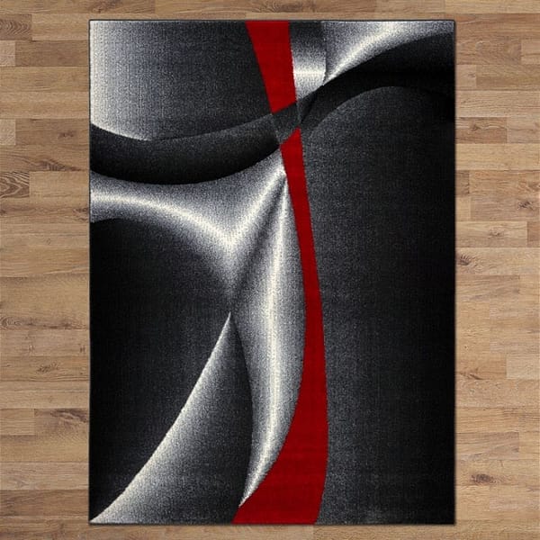 Aitlant Black and Red Rug By Best Price Furniture