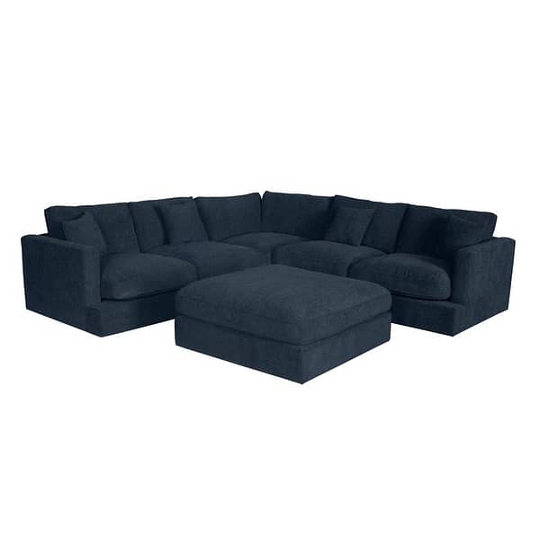 Riley Fabric Charcoal 5 Seater Corner Modular Lounge With Ottoman